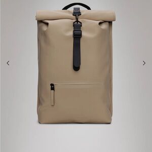 Rains Beige Roll-Top Backpack